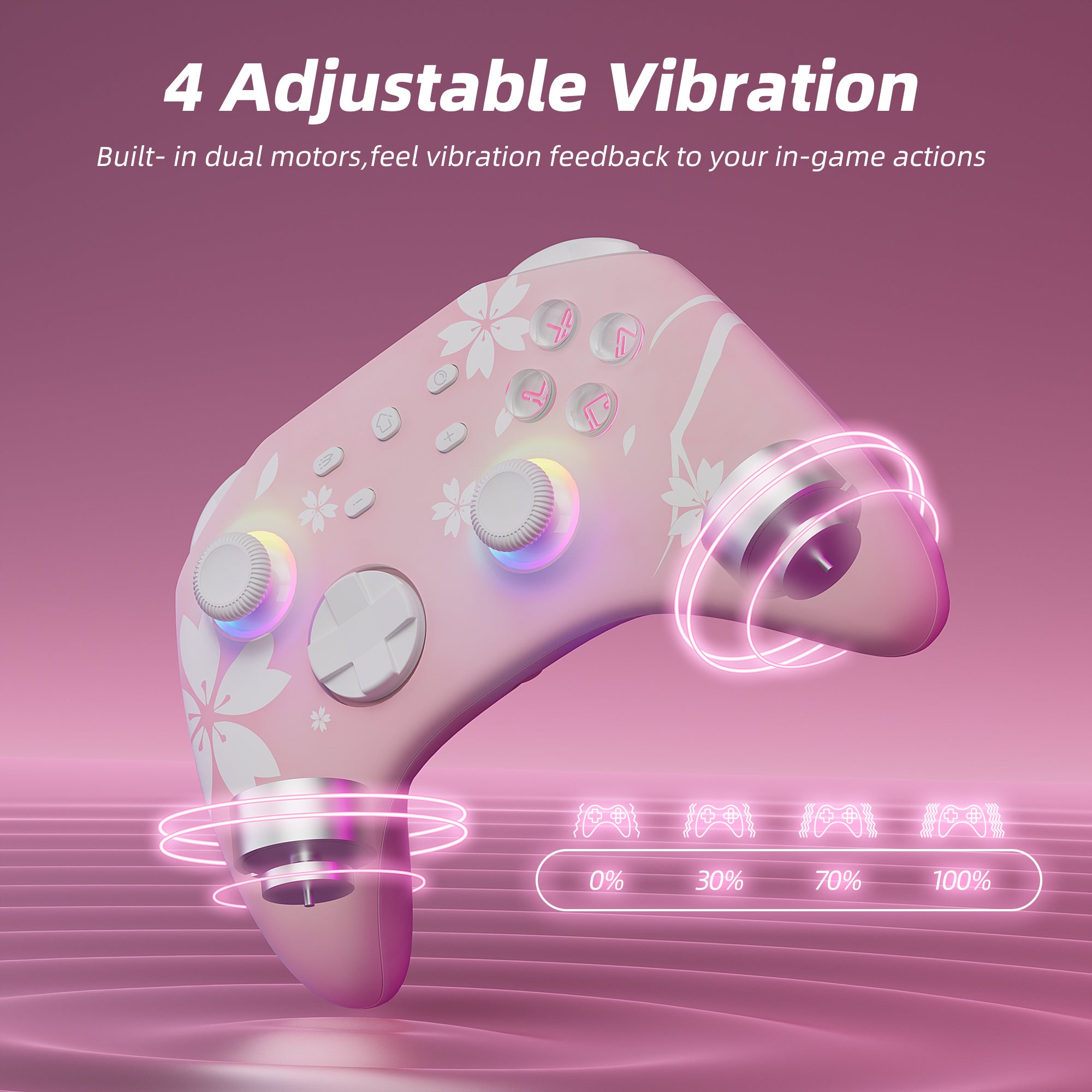 Mytrix Wireless Pro Controllers for Nintendo Switch, Windows PC iOS Android Steam/Steam Deck, Sakura Pink Bluetooth Controller with Programmable, Headphone Jack, Adjustable LED Light/Turbo/Vibration Mytrix Wireless Pro Controllers for Nintendo Switch, Windows PC iOS Android Steam/Steam Deck, Sakura Pink Bluetooth Controller with Programmable, Headphone Jack, Adjustable LED Light/Turbo/Vibration